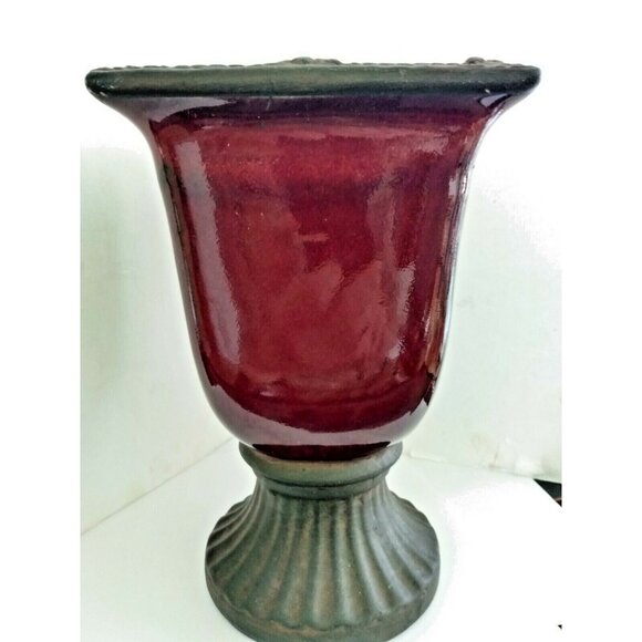 Vintage Pottery Pedastal Vase High Luster & Salt Glaze 8 1/2" Tall Germany - Picture 1 of 10